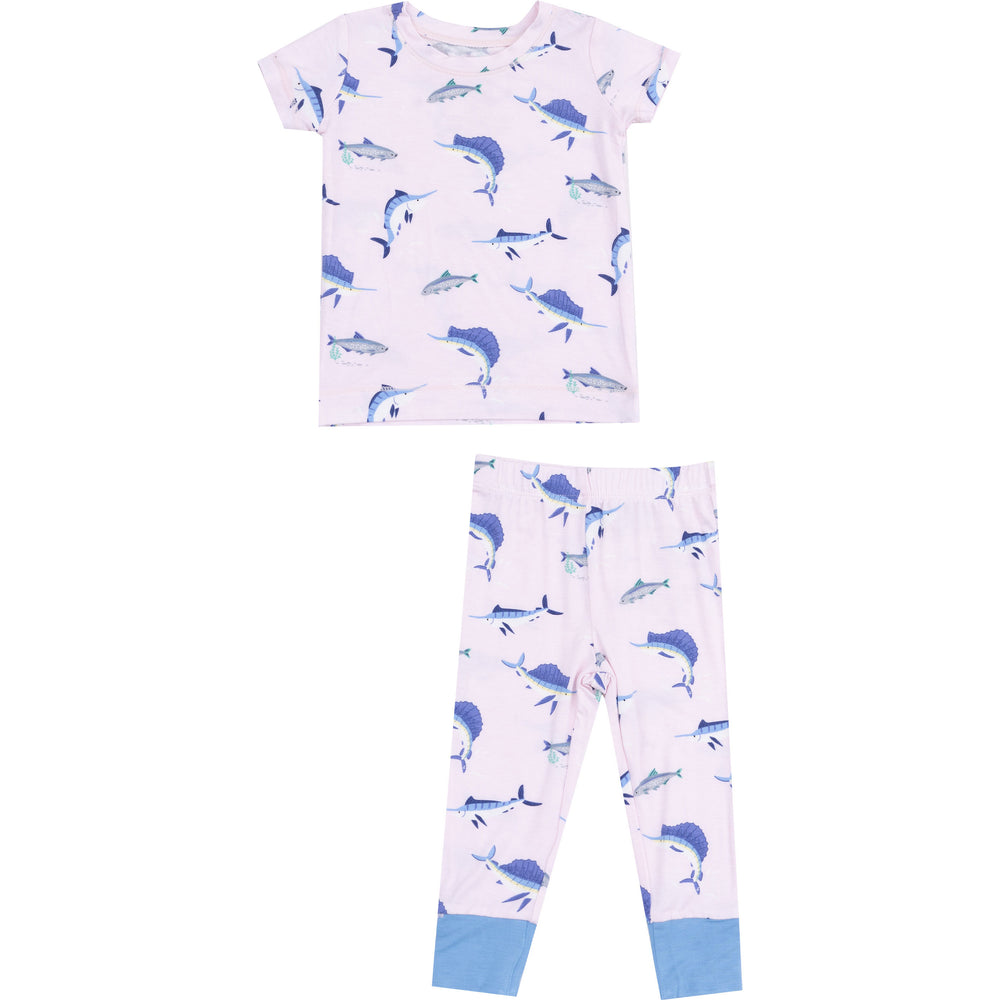 Deep Sea Fishing Pink Short Sleeve Loungewear Set by Angel Dear