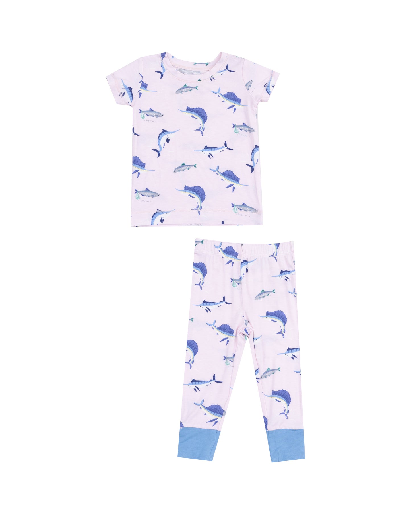 Deep Sea Fishing Pink Short Sleeve Loungewear Set by Angel Dear