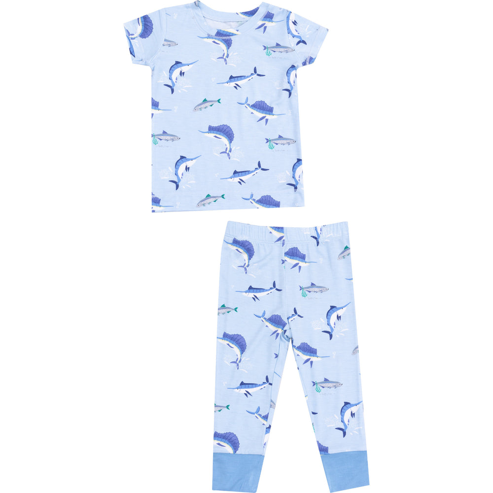 Deep Sea Fishing Blue Short Sleeve Loungewear Set by Angel Dear