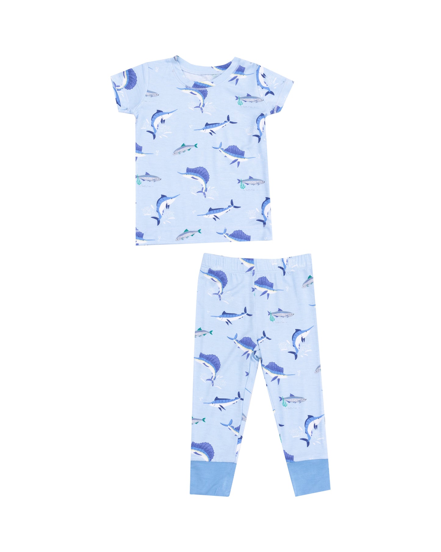 Deep Sea Fishing Blue Short Sleeve Loungewear Set by Angel Dear