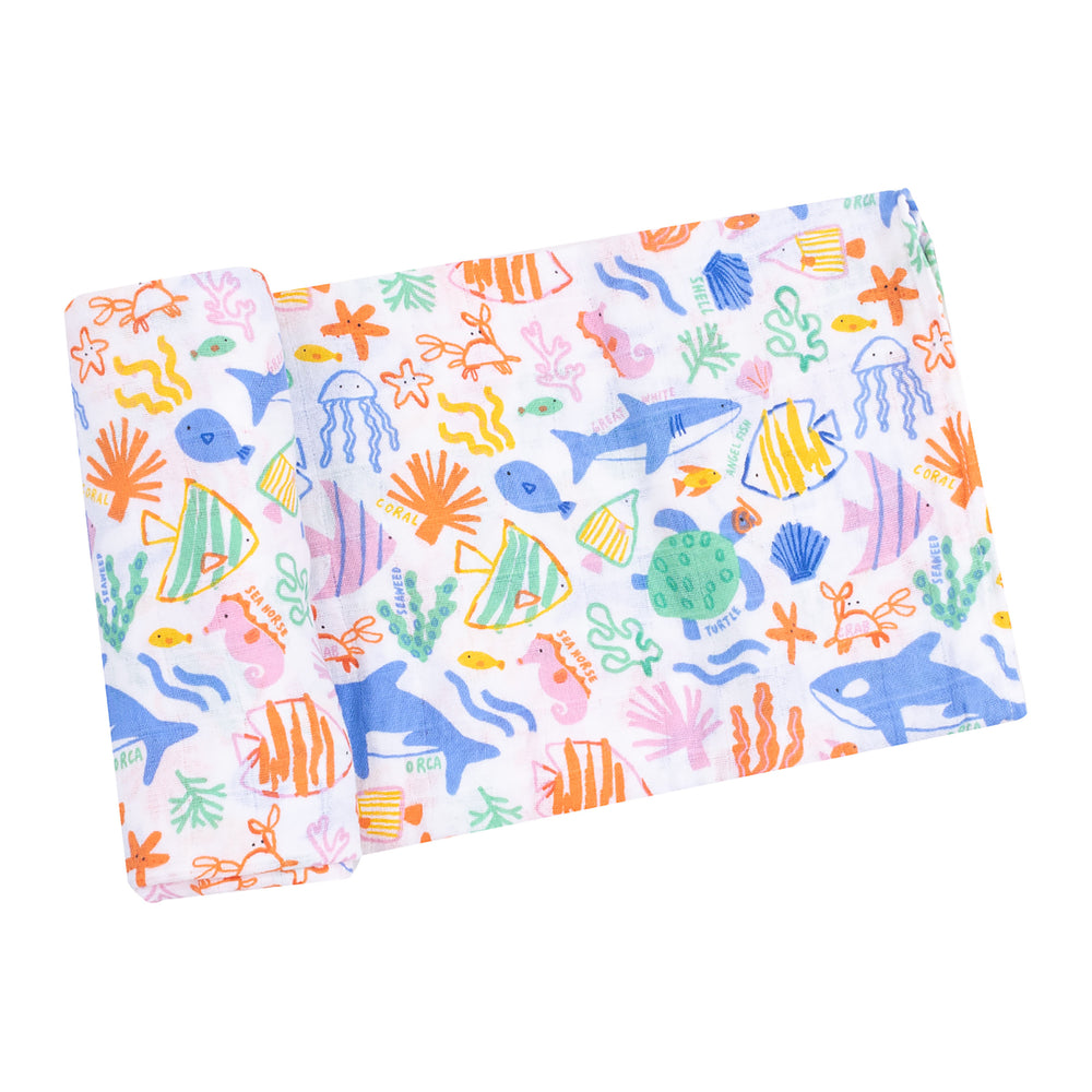 Colorful Reef Swaddle Blanket by Angel Dear