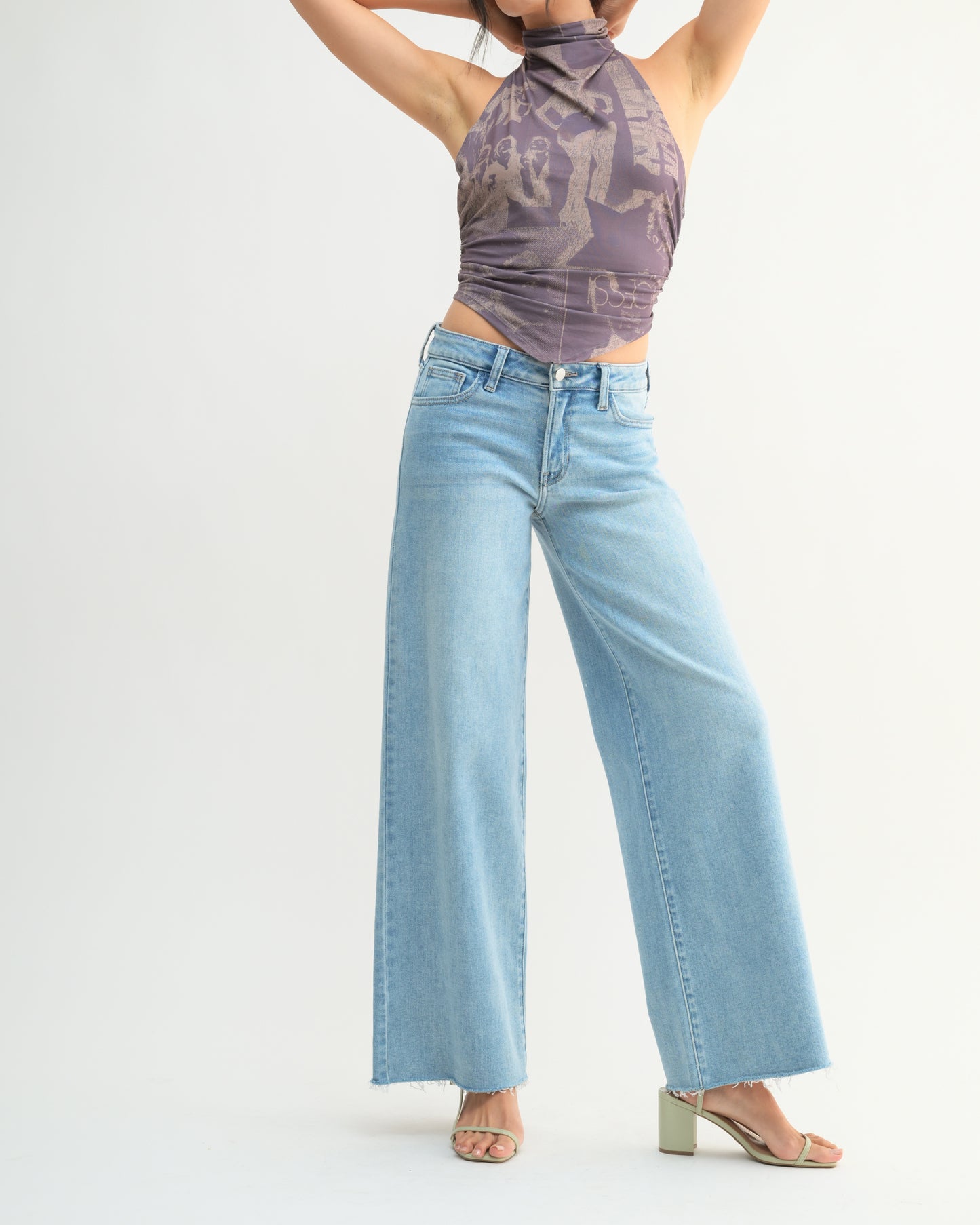 Relaxed Wide Leg Denim Pants