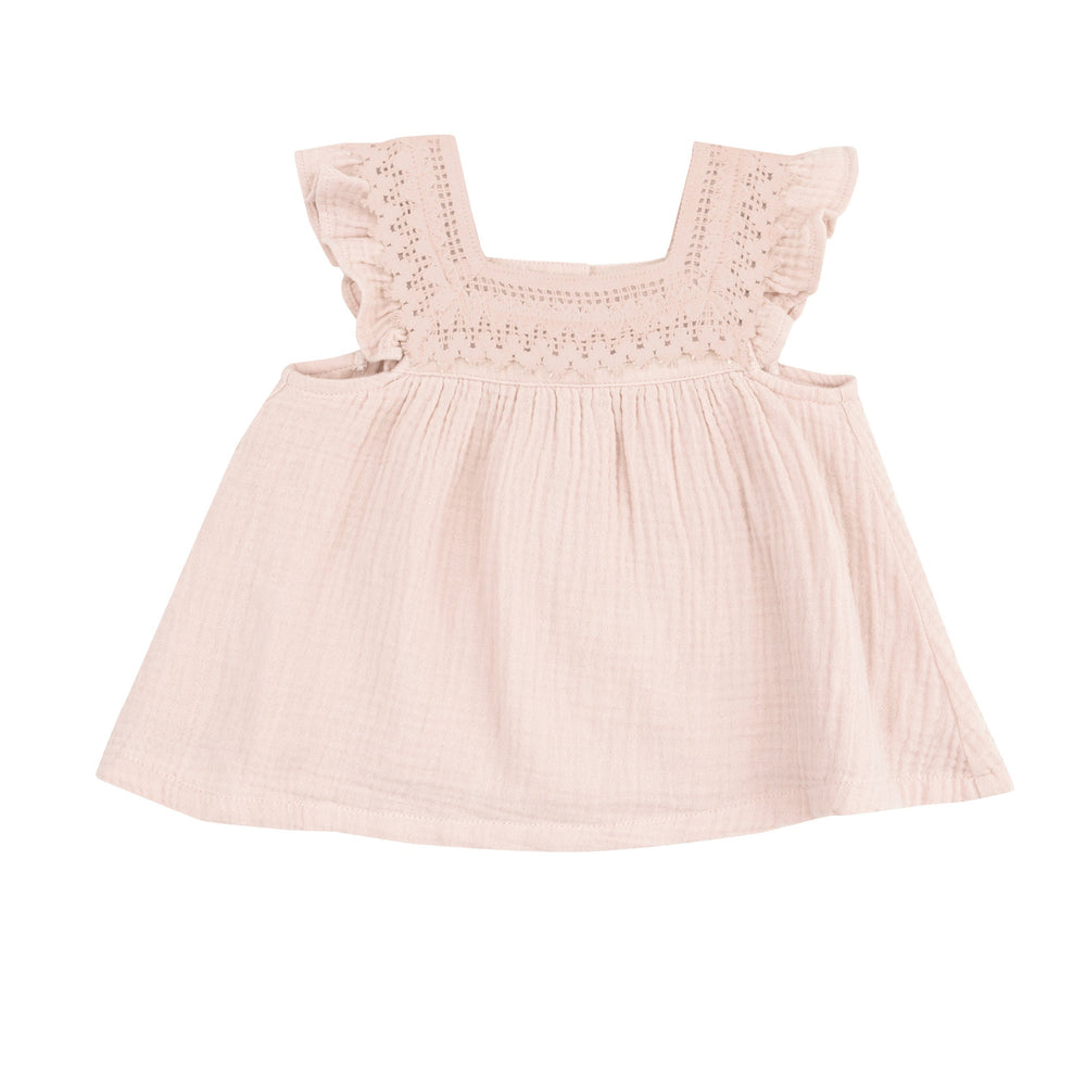 Solid Muslin Rose Smoke Pinafore & High Waisted Diaper Cover by Angel Dear