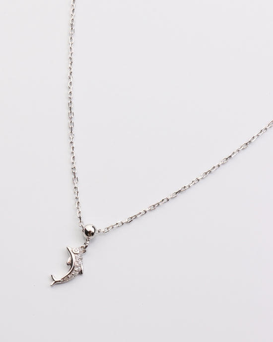 Tiny CZ Dolphin Pendant Necklace