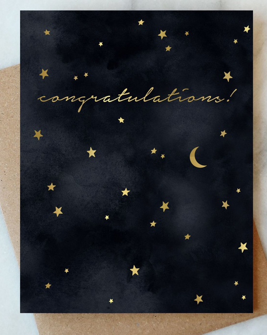 Black Sky Congrats Card by Abigail Jayne Design