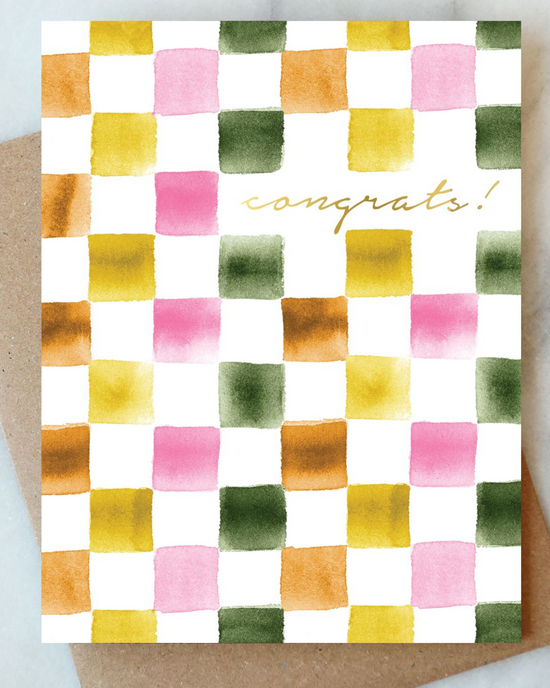 Checkerboard Congrats Card by Abigail Jayne Design